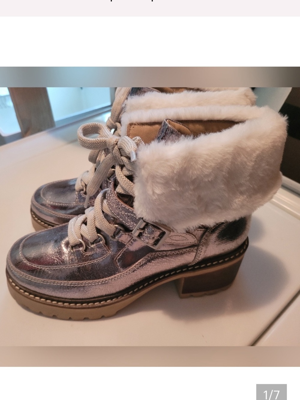Free People Silver Hiker Boot NWOT Size 9.5.